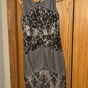 Elegant Black and Gray Lace Dress